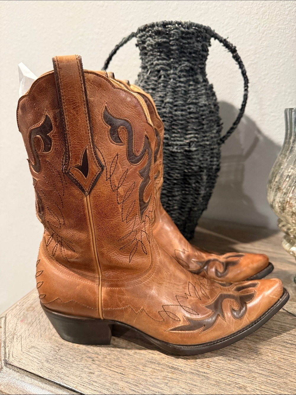 Old Gringo Yippee Kiyay Inlay Low Cowgirl Boots Sz 8.5